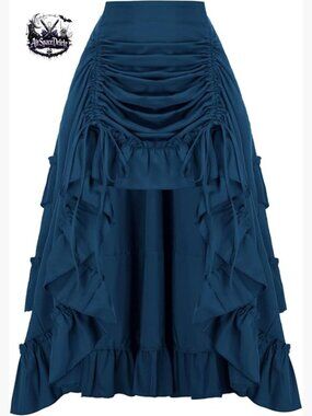 Victorian Steampunk Bustle Skirt High-Low Hem Elastic Waist Renaissance Festival